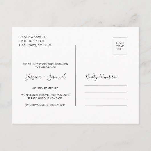 Carte Postale Faire-part Nouveau Plan Distanciation Sociale Sauvegarder la (Dos)