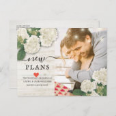 Carte Postale Faire-part Nouveau plan report de mariage changement de plan (Devant / Derrière)