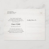 Carte Postale Faire-part Nouveau plan report de mariage changement de plan (Dos)