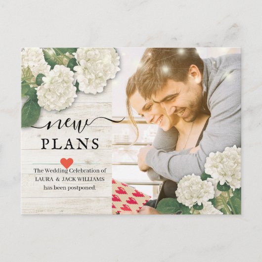Carte Postale Faire-part Nouveau plan report de mariage changement de plan (Devant)