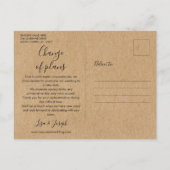 Carte Postale Faire-part Nouveau plan rustique Modifier l'événement Date re (Dos)
