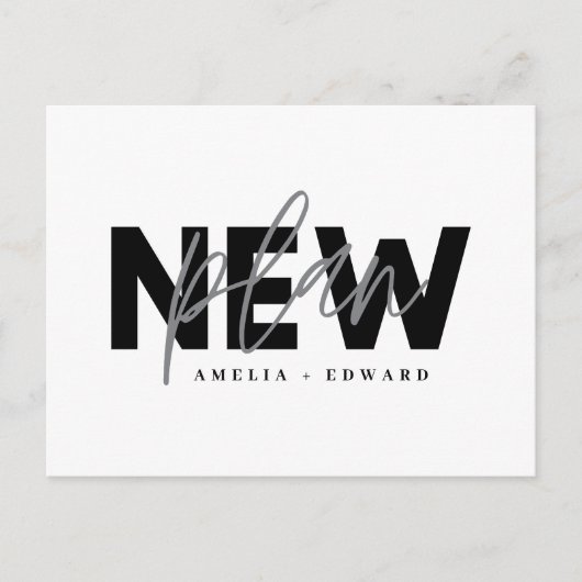 Carte Postale Faire-part Nouveau plan typographie moderne mariage changemen (Devant)