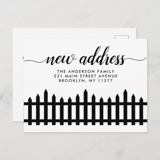 Carte Postale Faire-part Nouveau script d'adresse à domicile Nous avons dép (Devant / Derrière)