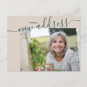 Carte Postale Faire-part Nouveau script d'adresse Élégant Photo Déplacement (Devant)