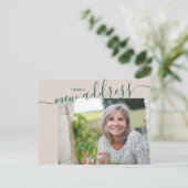 Carte Postale Faire-part Nouveau script d'adresse Élégant Photo Déplacement (Debout devant)