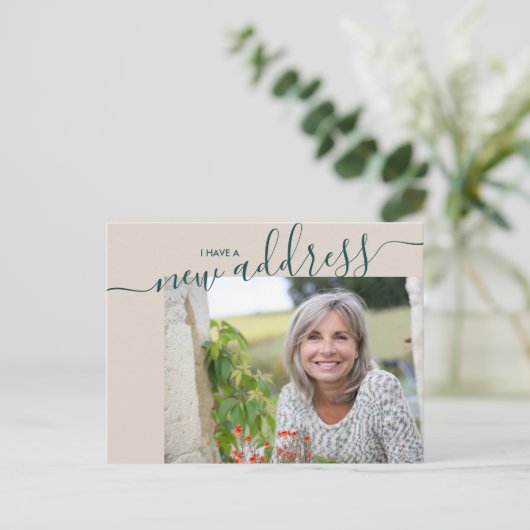 Carte Postale Faire-part Nouveau script d'adresse Élégant Photo Déplacement (Debout devant)