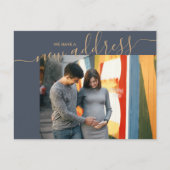 Carte Postale Faire-part Nouveau script d'adresse Élégant Photo Déplacement (Devant)