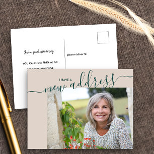 Carte Postale Faire-part Nouveau Script d'adresse Élégante Photo Déménageme