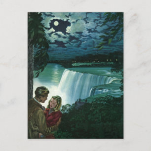 Carte Postale Faire-part Nouveaux mariés vintages à Niagara Falls, Économis