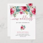 Carte Postale Faire-part Nouvelle adresse à Noël | Jolies fleurs (Devant / Derrière)