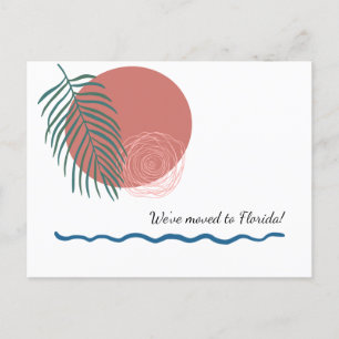 Carte Postale Faire-part Nouvelle adresse Abstraite Sun et Palm Frond