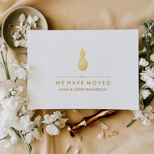 Carte Postale Faire-part Nouvelle adresse avec Elegant Gold Pineappy