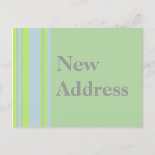 Carte Postale Faire-part Nouvelle adresse bandes bleu gris jaune