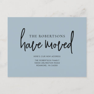 Carte Postale Faire-part Nouvelle adresse Calligraphie moderne Dusty Blue M