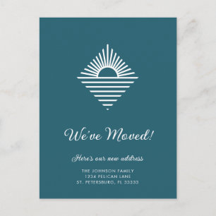 Carte Postale Faire-part Nouvelle Adresse Côtière Bleu Turquoise Océan Sole