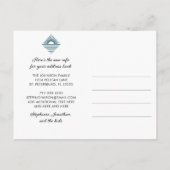 Carte Postale Faire-part Nouvelle Adresse Côtière Bleu Turquoise Océan Sole (Dos)