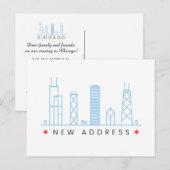 Carte Postale Faire-part Nouvelle adresse de Chicago (Devant / Derrière)