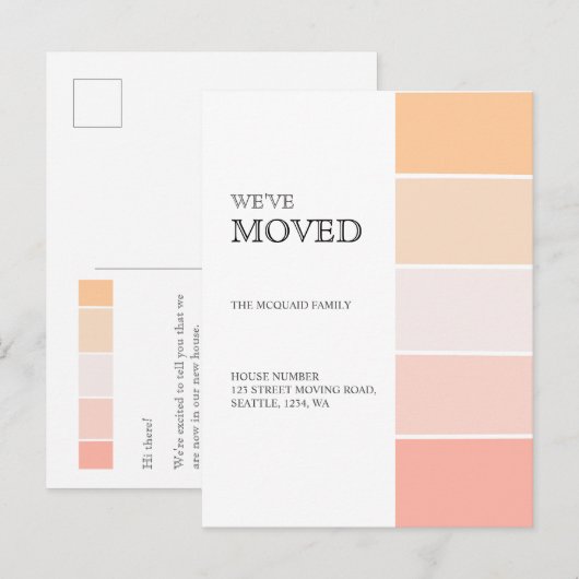 Carte Postale Faire-part Nouvelle adresse de domicile rose pêche annonce (Devant / Derrière)