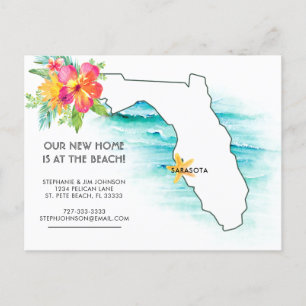 Carte Postale Faire-part Nouvelle Adresse de Maison de Plage en Floride