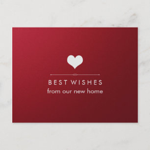 Carte Postale Faire-part Nouvelle adresse douce et élégante cœur rouge et a
