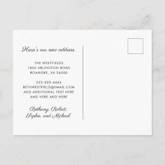 Carte Postale Faire-part Nouvelle adresse en métal doré Eucalyptus vert (Dos)