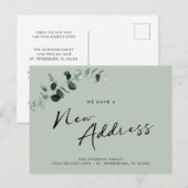 Carte Postale Faire-part Nouvelle Adresse Eucalyptus Chic Calligraphie Démé (Devant / Derrière)