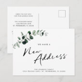 Carte Postale Faire-part Nouvelle adresse Eucalyptus Chic Calligraphy Movin (Devant / Derrière)
