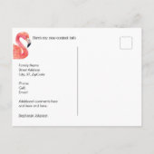 Carte Postale Faire-part Nouvelle adresse Flamant rose rose sur Bokeh Beach (Dos)