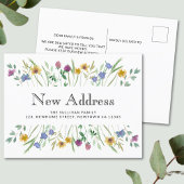 Carte Postale Faire-part Nouvelle adresse Floral Déplacement