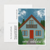 Carte Postale Faire-part Nouvelle Adresse | Maison de Campagne Bleue Porte  (Devant / Derrière)