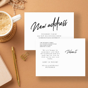Carte Postale Faire-part Nouvelle adresse script moderne déménagement