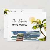 Carte Postale Faire-part Nouvelle adresse Waterfront Palm Tree Moving (Devant / Derrière)