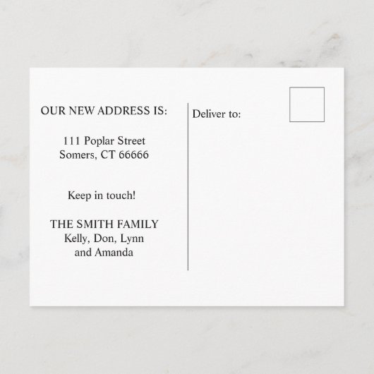 Carte Postale Faire-part Nouvelle annonce de déménagement pour la nouvelle  (Dos)