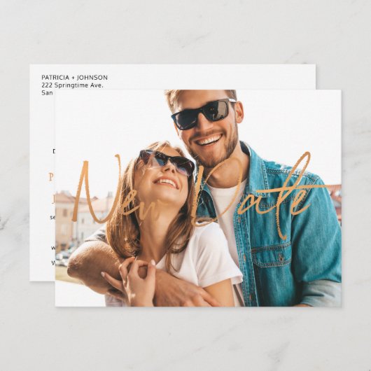 Carte Postale Faire-part Nouvelle date Changement mariage des plans report (Devant / Derrière)