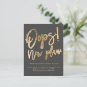 Carte Postale Faire-part Nouvelle date de mariage en gris or (Debout devant)