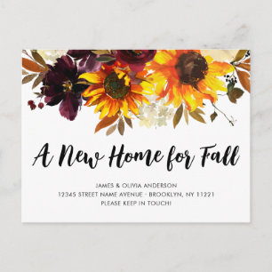 Carte Postale Faire-part Nouvelle maison Adresse de saison d'automne Boho S