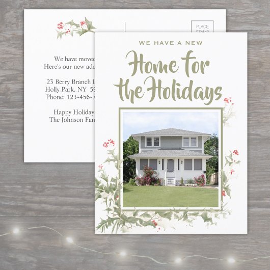 Carte Postale Faire-part Nouvelle Maison Aquarelle Holly Une Photo Adresse 