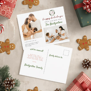 Carte Postale Faire-part Nouvelle maison Chemise de NoëlDeux photos Famille