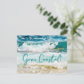 Carte Postale Faire-part Nouvelle maison côtière disparue Vague sur la plag (Debout devant)