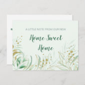 Carte Postale Faire-part Nouvelle Maison Douce Maison Aquarelle Feuillage D (Devant / Derrière)