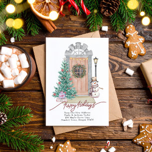 Carte Postale Faire-part Nouvelle Maison - Joyeuses Fêtes Noël Porte Mobile