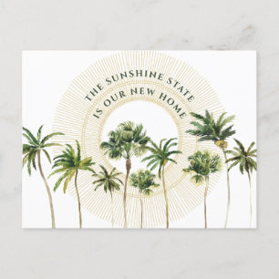 Carte Postale Faire-part Nouvelle maison Palm Trees Gold Sun Sunshine State