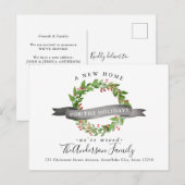 Carte Postale Faire-part Nouvelle maison pour les fêtes Noël Wreath Moving (Devant / Derrière)