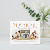 Carte Postale Faire-part Nouvelle Maison Simple Moderne 3 Photo Déménagemen (Debout devant)