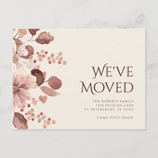 Carte Postale Faire-part Nouvelle Maison Terracotta Blush Floral Moving (Devant)