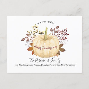 Carte Postale Faire-part Nouvelle maison Thanksgiving Citrouille Moved Holi