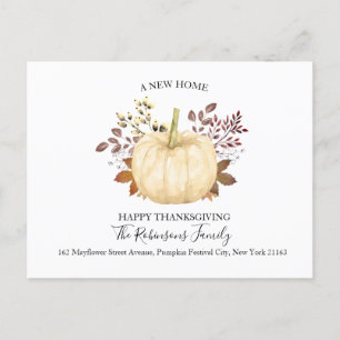 Carte Postale Faire-part Nouvelle maison Thanksgiving Citrouille Moved Holi