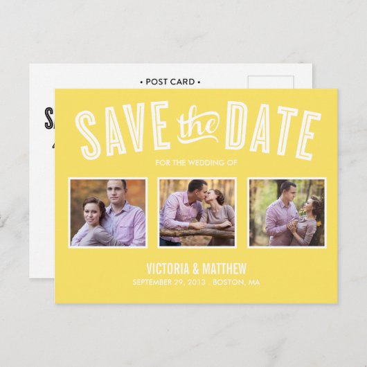 CARTE POSTALE FAIRE-PART NOUVELLE RÉTRO | ENREGISTRER LA DATE D'ANNONCE (Devant / Derrière)