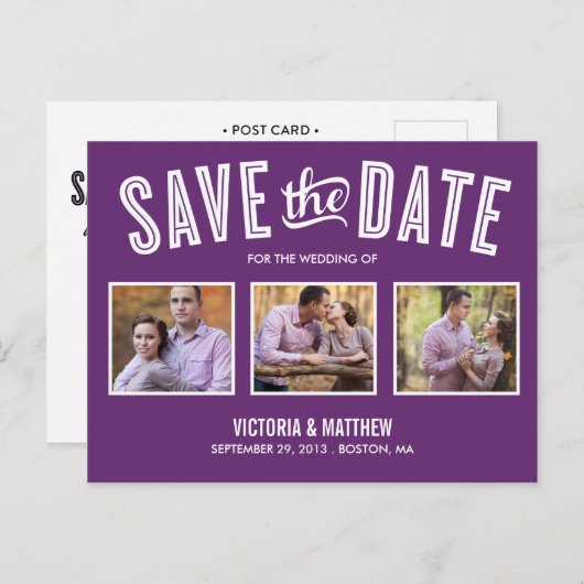 CARTE POSTALE FAIRE-PART NOUVELLE RÉTRO | ENREGISTRER LA DATE D'ANNONCE (Devant / Derrière)