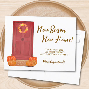 Carte Postale Faire-part Nouvelle saison Nouvelle maison Citrouille porte a